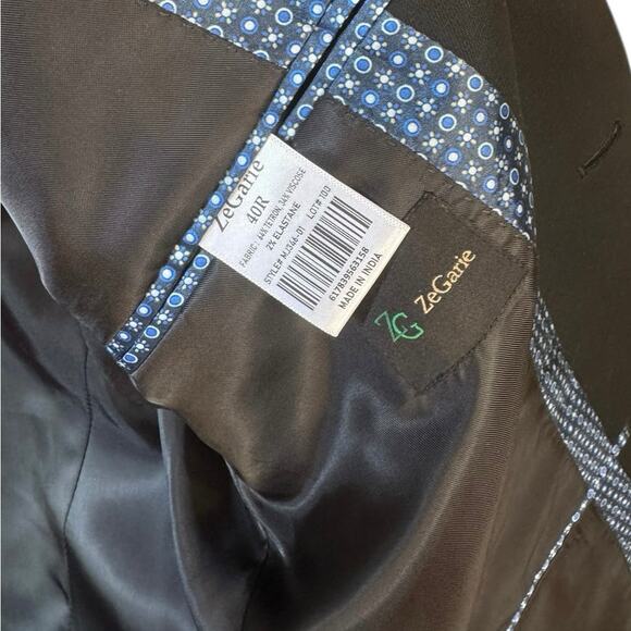 ZEGARIE Suit Separates Solid Dinner Jacket For Men Black Size 40R EUC MJ346-01 - Picture 3 of 5